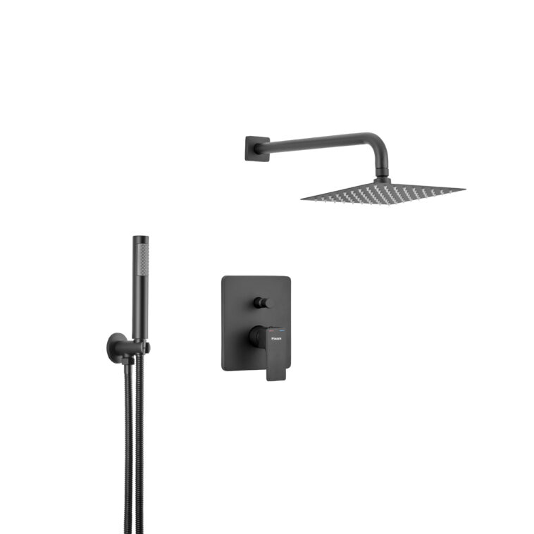Arq Ducha Embutir C/ Lluvia Y Ducha Manual Negro