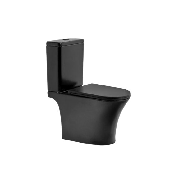 Abruzzo Inodoro Largo C/ Asiento Y Deposito De Apoyar C/ Doble Descarga Negro