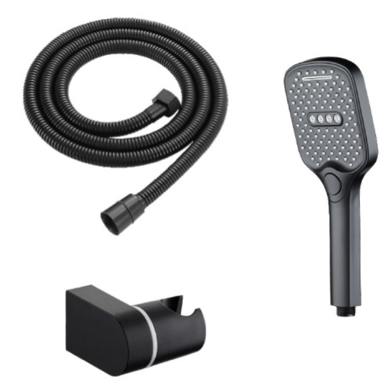 Set Mango Ducha Negro 3 Funciones C/ Flexible 1,5mts Y Soporte