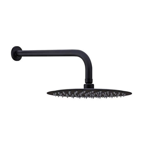 Ducha Redonda Slim 250 Mm Negro (Incluye Brazo Y Roseta)