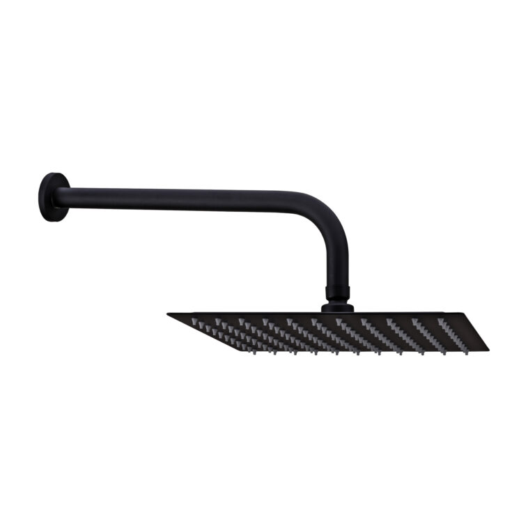 Ducha Cuadrada Slim 250x250 Mm Negro (Incluye Brazo Y Roseta)