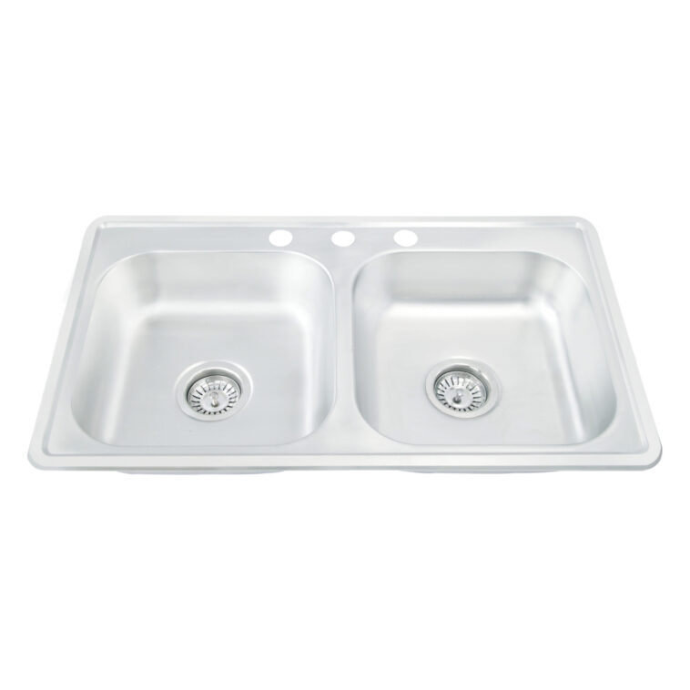 KITCHEN PILETA DE COCINA DOBLE BACHA 830x480x150 mm CON BORDE PERIMETRAL INOX 304