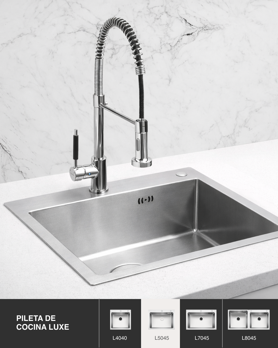 LUXE PILETA DE COCINA 500x450x180 mm INOX 304 - Imagen 2