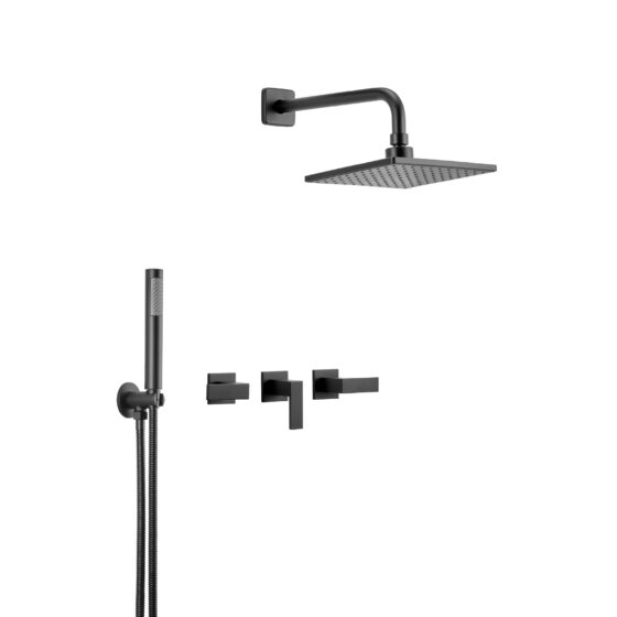 Level Ducha Embutir C/ Lluvia Y Ducha Manual Negro