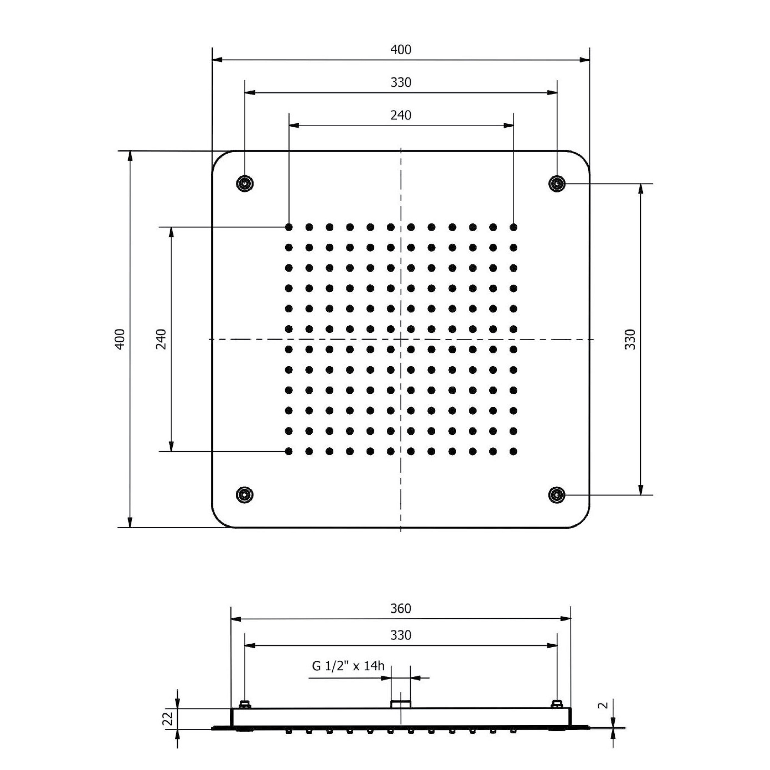 Ducha Cuadrada De Techo 400 Mm - Imagen 2
