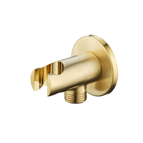 Soporte C/ Toma De Agua Para Duchador De Mano Oro Mate